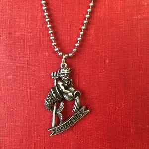 Vintage NOS Aquarius Zodiac Necklace Stainless 24”